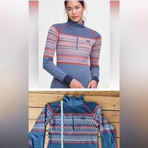 Kari Traa Silja Half Zip Baselayer Sail Colorway 100% Merino Wool Blue Orange-S